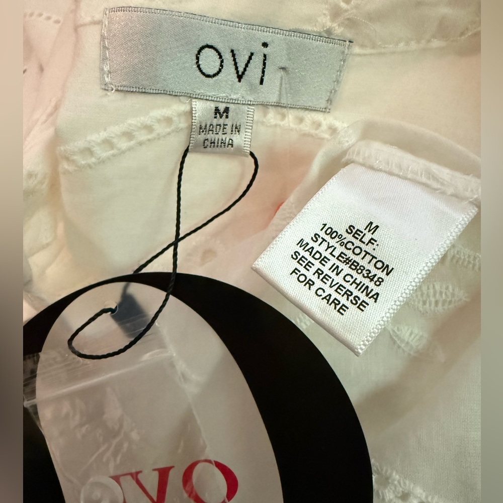 Ovi boho White Eyelet Button-Up Blouse size M - Picture 13 of 13